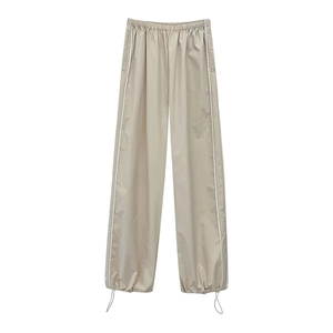 Pantalones de chándal holgados informales bordados para hombre, cintura elástica, tiro medio, pierna baja y ancha, pantalón de paracaídas, pista de lazo a rayas laterales Y2K - Product Image 4