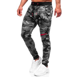 กางเกงวิ่งขาตรงลายพรางสีเทาสำหรับผู้ชายกางเกงหลายกระเป๋าลำลองขนาดใหญ่ - Product Image 2