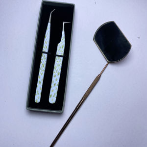 Jeu de pinces d'extension de cils de précision et d'isolation personnalisées outils en acier inoxydable avec poignée décorative en boîte - Product Image 2