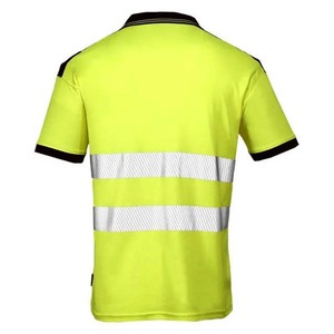 High Visibility Men's Polyester <b>Polo</b> Shirt with Reflective Stripes Workwear Uniform Yellow Black Trim - Product Image 5