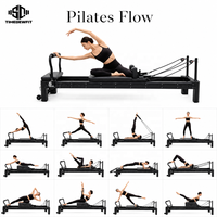 Machine de Pilates Reformer Professionnelle en Alliage d'Aluminium Noir de Qualité Studio, avec Lit à Rails Intégrés, Ressorts Coréens et Fonctionnement Silencieux