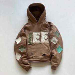 Sudadera con capucha de forro polar de algodón pesado para hombre con logotipo personalizado en relieve, ropa de calle sólida con estampado de hojaldre, 100% algodón - Product Image 3