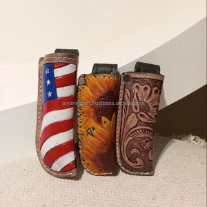 Venta caliente, deslizamiento de cuero con herramientas personalizadas para cuchillo plegable, funda con Clip, funda de cuchillo de girasol occidental, funda de trampero con cinturón superior abierto - Product Image 4