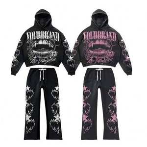 Conjunto de pantalones de chándal y Sudadera con capucha de dos piezas con estampado de pantalla de invierno con logotipo personalizado 100% algodón polar transpirable para hombres - Product Image 3