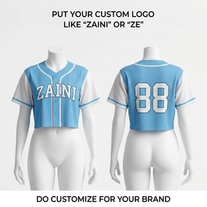 Maillot de baseball court en maille respirante 180 GSM, avec logo d'équipe personnalisé, panneaux bleus/blancs, séchage rapide, bretelles réglables, impression numérique - Product Image 1