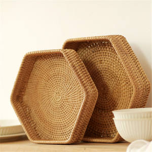 Panier de rangement carré en rotin naturel tissé personnalisé plateau à café thé maison cuisine à la main panier à linge cadeau de pendaison de crémaillère - Product Image 1