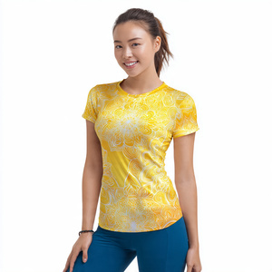 Camiseta Deportiva Estampada para Gimnasio, 100% Poliéster Algodón, Camiseta de Yoga para Mujer, Camiseta de Ejercicio de Yoga por Sublimación - Product Image 4