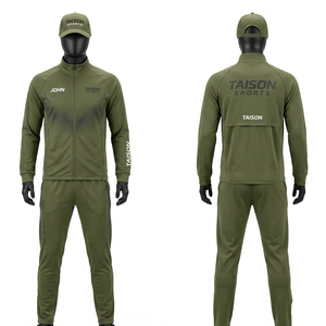 Premium 280 GSM Polyester Interlock Olive Green <b>Table</b> <b>Tennis</b> Tracksuit Raglan Panel Sublimation Embroidery Custom Logo - Product Image 1