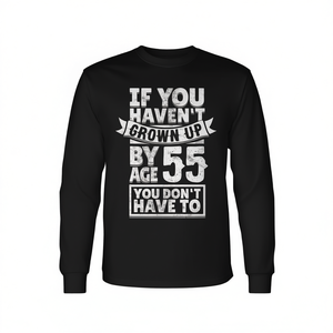 Camiseta de manga larga con estampado divertido para el 55.º cumpleaños, con la frase: "Ya no soy un niño, soy un adulto, ¡que se diviertan! " - Product Image 2