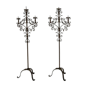 Juego de 2 velas soporte de iluminación para la venta caliente nuevos estilos de artesanía candelabros de hierro con recubrimiento de polvo negro con 3 brazos - Product Image 1