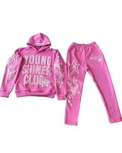 Vente en gros logo personnalisé survêtements d'hiver pantalon évasé confortable et ensemble à capuche avec fermeture éclair strass imprimer costumes grande taille - Product Image 2