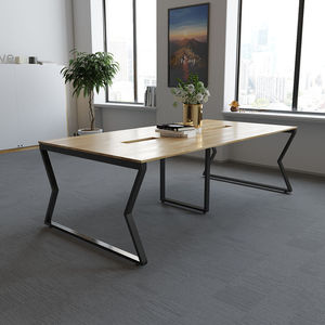 SFMC010 Modern Design 3-Legged Rectangle Wood Board Stable Meeting <b>Table</b> for 6 - Product Image 3
