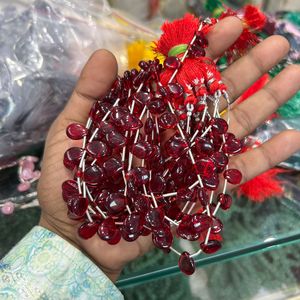 Piedras preciosas sueltas de Monalisa, cuentas en forma de lágrima en fibra óptica verde con piedras preciosas de corte ovalado natural - Product Image 3