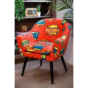 Poltrona di Design Italiano in Poliestere, Compensato e Velluto Multicolore, Stile Fumetto Pop Line Excelsa - Product Image 4