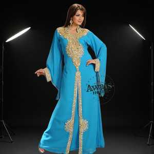 Vente en gros AWAIS HOUSE Robe de mariée musulmane traditionnelle légère faite à la main 'D'-Taille plus grande Georgette Col haut Kaftan Abaya Dubaï - Product Image 1
