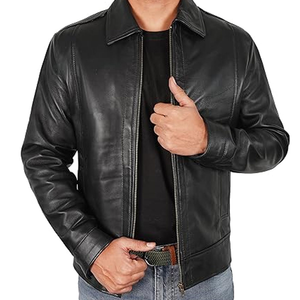 2025 veste en cuir d'hiver pour hommes avec col montant élégant haute qualité toile tissu vers le bas veste en cuir léger pour hommes - Product Image 4