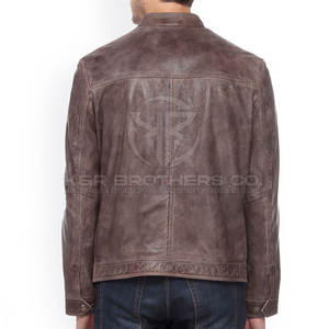 Chaqueta de invierno de cuero de moda para hombre con cuello levantado y logotipo frontal con capucha transpirable para la temporada de frío - Product Image 3
