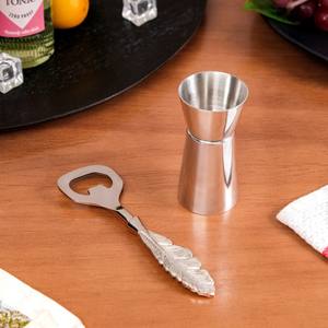 Ouvre-bouteille en acier inoxydable avec design plume, avec doseur assorti, poignée élégante, durable, élégant, outil de bar pour la maison, utilisation en fête - Product Image 5