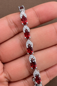 Rhaya Jewels Model 554 Trendy Everyday Geometric <b>Garnet</b> Cz Tennis Chain <b>Bracelet</b> Rhodium Plated 925 Sterling Silver Luxury - Product Image 5