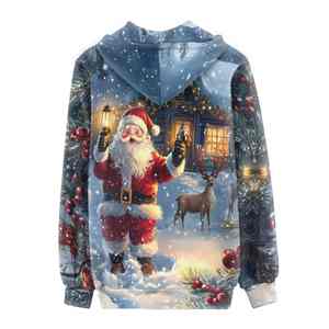 เสื้อมีฮู้ดผ้าคอตตอนสำหรับผู้ชายใช้ได้ทั้งชายและหญิงเสื้อมีฮู้ดปักลายคริสต์มาสงานตามสั่ง - Product Image 5