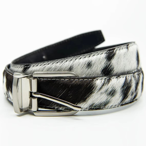 OEM <b>Genuine</b> Hair-on Cowhide Men <b>Belt</b> With Pin Brass Metal Buckle Fur <b>Belts</b> Private Label <b>Genuine</b> <b>Leather</b> <b>Belts</b> From Pakistan - Product Image 4
