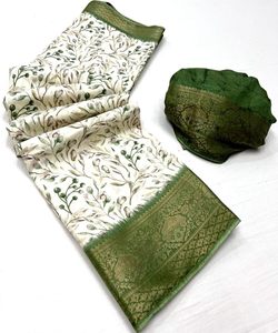 Sari de terciopelo con diseño de organza para fiesta de boda - Product Image 6