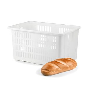 Grande cestino per pane in plastica bianca da 65L, 63x44x34 cm, attrezzatura per panetteria commerciale - Product Image 1