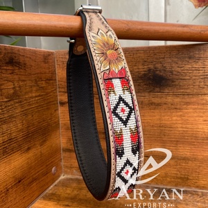 2024 Popular Luxury Designer Custom Hand Tooled Leather Dog Collar Personalized Manufacturer Genuine Cow Leather Pet Dog Collar - Product Image 1