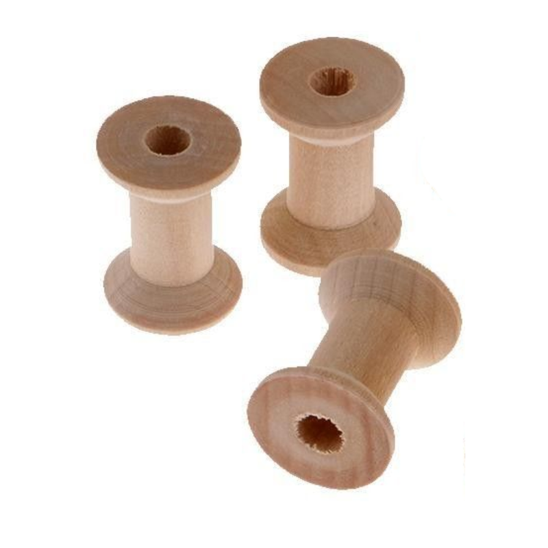 Wooden Spools Natural Finish Unfinished Wood