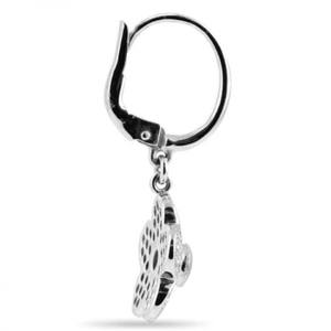 Boucles d'oreilles pendantes exquises certifiées en or blanc pavé de diamants taille ronde Fleurette Boucles d'oreilles pendantes en or blanc 18 carats pour femmes - Product Image 2