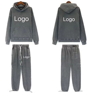 OEM última moda personalizada de peso pesado de gran tamaño Sweatsuit hombres Vintage Wash Heavyweight hombres Joggers Set para Unisex - Product Image 4