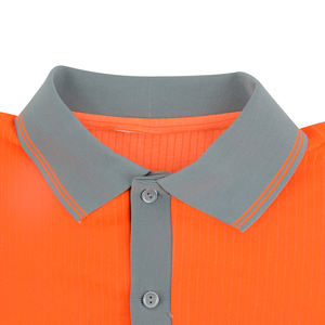 Camiseta Polo de alta visibilidad con estampado personalizado, color fluorescente transpirable, tiras reflectantes, manga larga, cierre de botón, poliéster y algodón - Product Image 3