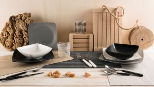 Set di 6 Piatti da Dessert in Ceramica Quadrati Durevoli, Finitura Opaca Grigia, Design Nordico Minimalista ed Elegante Eclipse Excelsa - Product Image 4