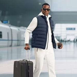 Meilleur prix 100% polyester Gilet matelassé pour homme Vêtement d'extérieur décontracté d'hiver Respirant Personnalisé Haute qualité Fermeture éclair Col en V 220g Tricoté - Product Image 1
