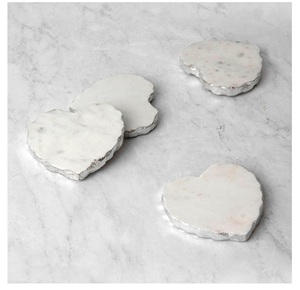 <b>White</b> Marble and Wooden <b>Coasters</b> Set of 4 Natural Wood and Marble Mango <b>coaster</b> Made in India - Product Image 5