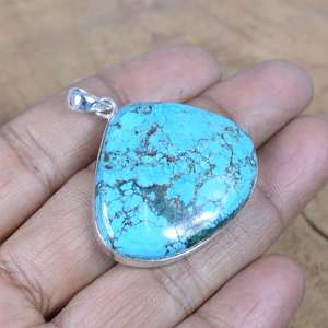 Pendentif en argent sterling 925 turquoise, pierre de naissance de décembre, bijoux en pierres précieuses faits à la main, cadeau pour femmes - Product Image 4