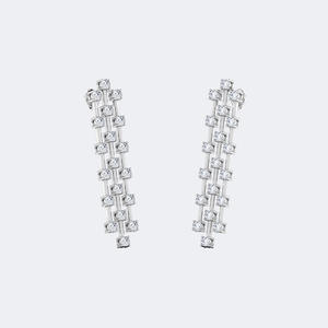 Pendientes Largos Colgantes de Diamantes Redondos de 2.50CTW, Oro de 14k, Diamantes Cultivados en Laboratorio, Color D, VVS, Engaste de Garras y Barra, Joyería Larga para Mujer - Product Image 5