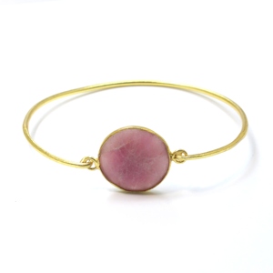 Pink quartz Bangle Multi Gemstone Handmade Statement Bangle <b>Gold</b> Plated Handmade Fashion Jewelry Everyday Wear Jewelry - Product Image 3