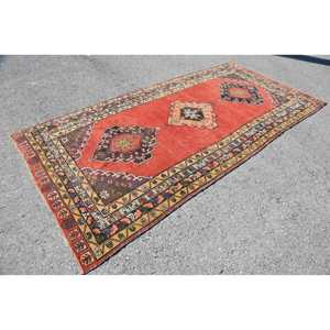 5x9.9 ft Vintage Turkish Rug, Large Rug, <b>Red</b> <b>Wool</b> Rug - Product Image 3