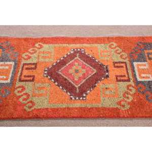 Turkish <b>Runner</b> <b>Rug</b>, 2.9x10.8 ft Vintage <b>Rug</b>, Orange Ombr Wool <b>Rug</b> - Product Image 4