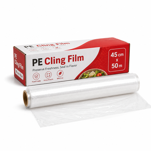 Película Adhesiva de PE Impresa Personalizada, 45cmx100m, 18 Micras, Grado Alimenticio, Rollo de 300m para Ropa de Cama y Embalaje, Envoltura Retráctil OEM - Product Image 1