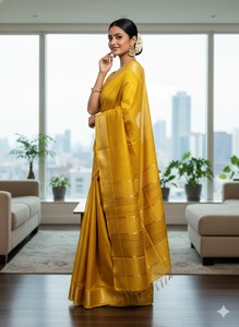 Sari en soie Tussar pur multicolore de qualité supérieure pour femmes, offrant un drapé luxueux et gracieux pour les grands événements culturels d'Inde - Product Image 5