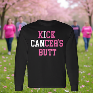 T-shirt a maniche lunghe Kick Cancer's Butt per la sensibilizzazione sul cancro al seno - Product Image 3