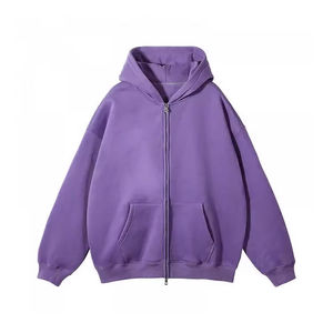 Sweat à capuche zippé 100% coton pour hommes de haute qualité avec doublure douce au design Streetwear pour sweats à capuche d'hiver pour hommes - Product Image 5