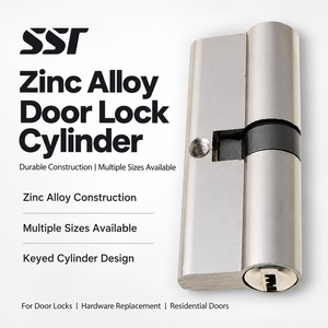 Serrure à cylindre européen SSR de bonne qualité, entraxe 70 mm, 60-100 mm, en laiton, zinc, aluminium, pour porte, 3 clés, nickelé noir - Product Image 1