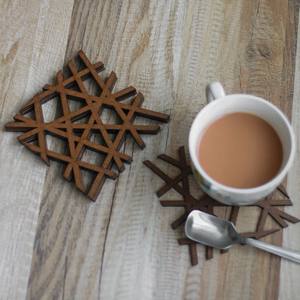 Salvamanteles de madera modernos de mediados de siglo, posavasos de madera cortados con láser resistentes al calor para platos calientes y bebidas, mesa decorativa - Product Image 1