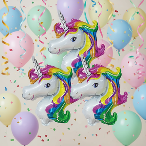 Globo de Unicornio Metalizado Multicolor 35x37cm Decoraciones para Fiestas Bolsa de 12 Piezas - Product Image 3