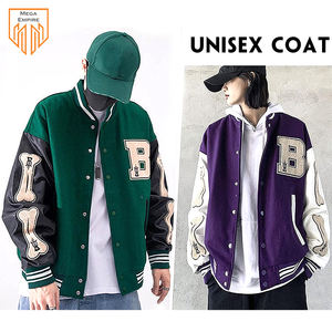 Unisex Vintage Varsity College sudadera chaqueta de hombre Stand Collar béisbol Streetwear con parche de logotipo frontal - Product Image 4