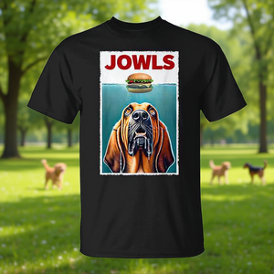 T-shirt con parodia di Bloodhound e Hamburger per amanti dei cani, design grafico personalizzato promozionale - Product Image 3