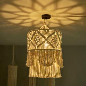 Pantalla de Lámpara de Macramé Tejida a Mano Más Vendida, Pantalla de Lámpara Boho para Sala de Estar y Dormitorio - Product Image 1